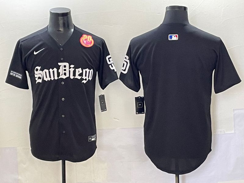 Men 2025 San Diego Padres Blank Black Five generations Joint Name Nike MLB Jersey style 8